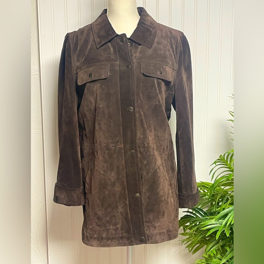 Liz Claiborne Dark Brown Suede Leather Jacket